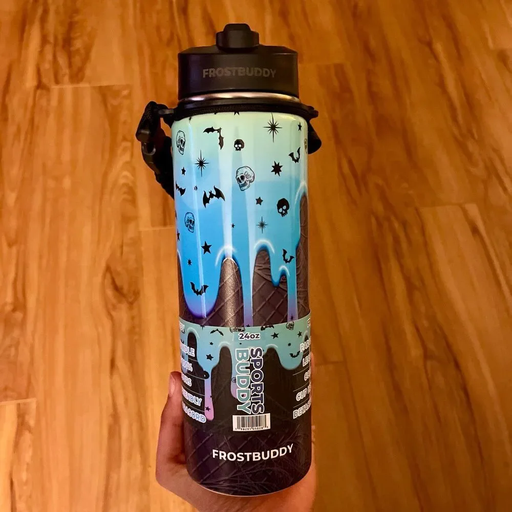Frost Buddy Halloween Viral Spider Webs and Skulls 24oz Tumbler